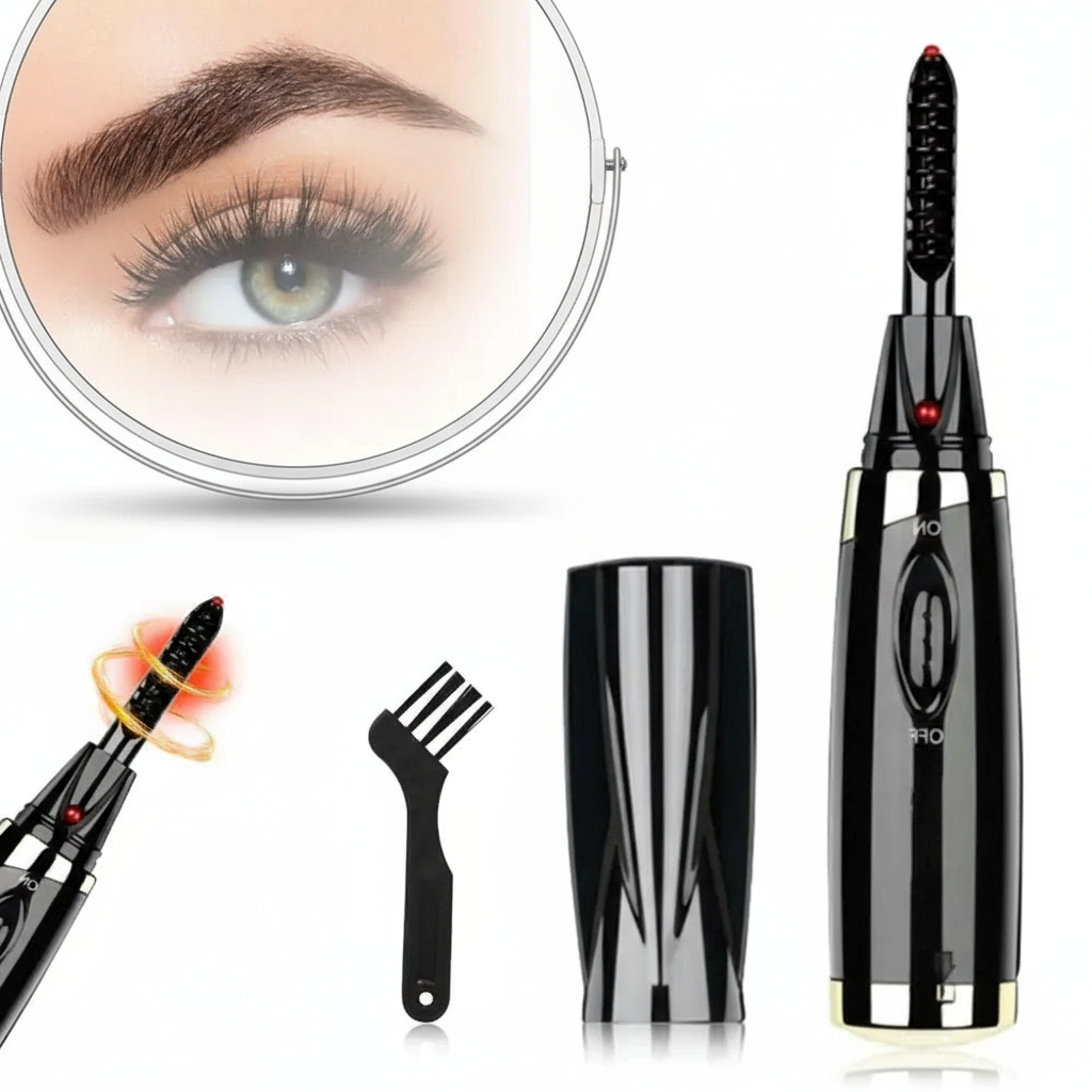 Heated Lash Curling Tool 2025 New Heated Eyelash Curler for Quick Heating Curling Electric Eyelash Curler Heated Eyelash Curler Set with Lash Brush Electric Eyelash Curler for Women (Black 1pcs)