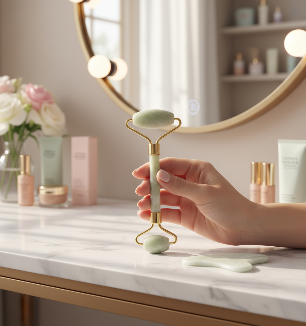 White Jade Facial Roller Gua Sha Set