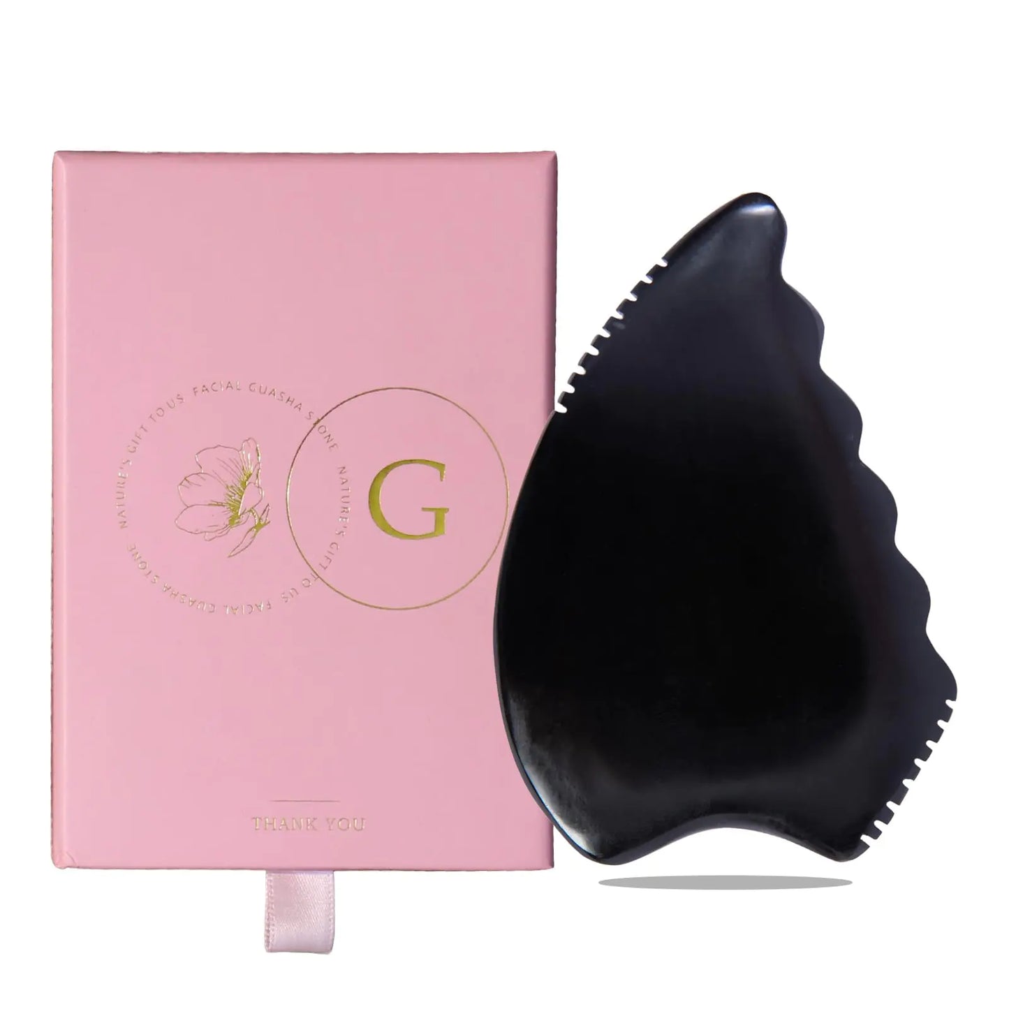 Gua Sha Facial Massage Tools Gua Sha Scraping Tools for Face Bian Stone Traditional Massage Tool Traditional Scraper Tool Black (Gift Package)