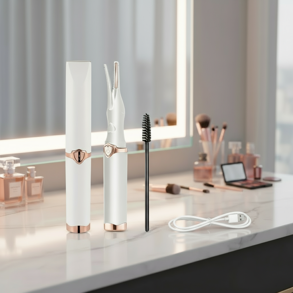 Heated Eyelash Curler Portable Eyelash Curler Eyelash Mini Electric Eyelash Curler Rechargeable Quick Curling Long-Lasting Makeup Tools Gift for Women Girls (White)