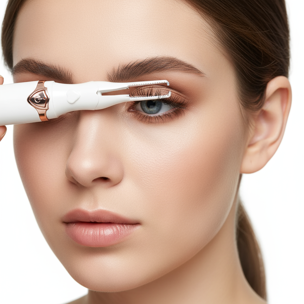 Heated Eyelash Curler Portable Eyelash Curler Eyelash Mini Electric Eyelash Curler Rechargeable Quick Curling Long-Lasting Makeup Tools Gift for Women Girls (White)