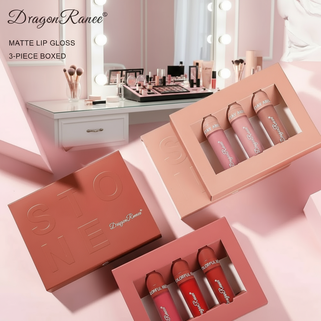 3-Piece Matte Lip Gloss Set - Non-Stick to Cup