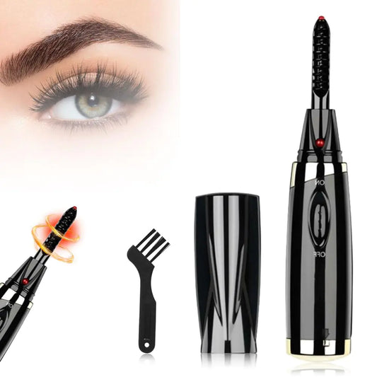 Heated Lash Curling Tool 2025 New Heated Eyelash Curler for Quick Heating Curling Electric Eyelash Curler Heated Eyelash Curler Set with Lash Brush Electric Eyelash Curler for Women (Black 1pcs)
