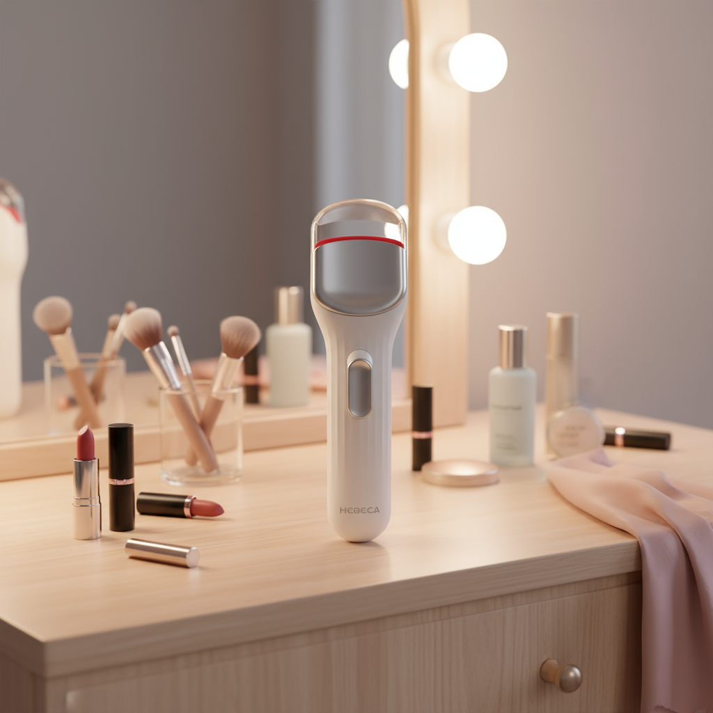 HEBECA Heated Eyelash Curler ProHeated Lashes Curler with 149°F /167°F Heat Settings Heat Eye Lashes Curler with Food-Grade Silicone pad and Rechargeable 600mAh Battery (Pearl White)