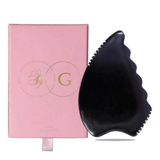 Gua Sha Facial Massage Tools Gua Sha Scraping Tools for Face Bian Stone Traditional Massage Tool Traditional Scraper Tool Black (Gift Package)